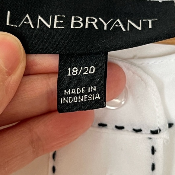 Lane Bryant Womens Shirt 18/20 Long Sleeve White Black Tunic Popover Chiffon Top - Picture 9 of 15